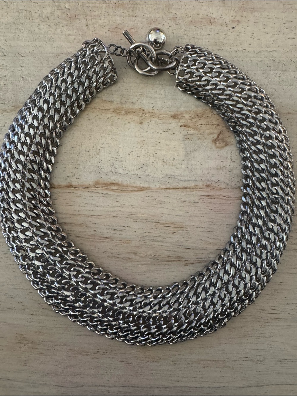 Anne Klein Chunky Silver Multi-Strand Chain Necklace